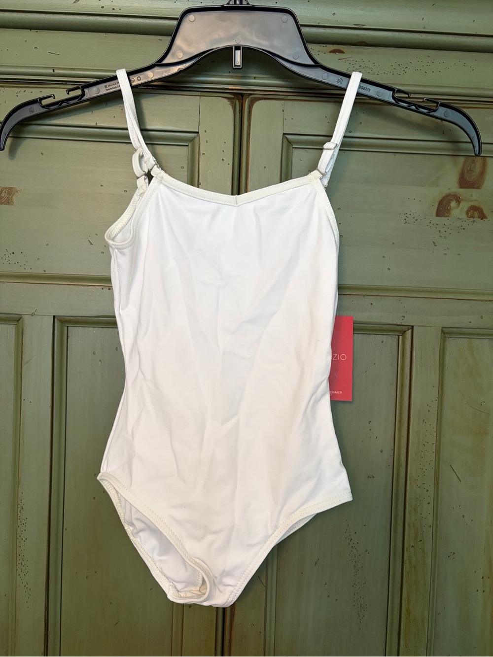 NWT Capezio White Girls One-Piece Dance Leotard with Adjustable Straps